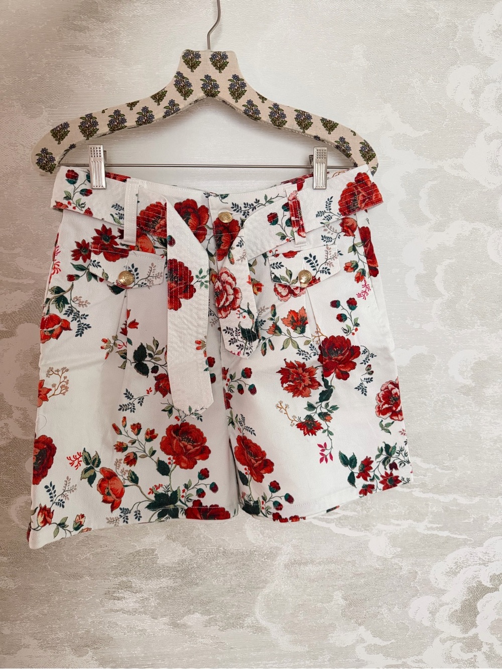 Maje floral denim shorts